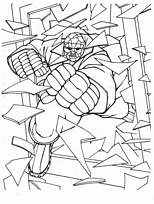 coloriage les quatre fantastiques la chose brise la vitre